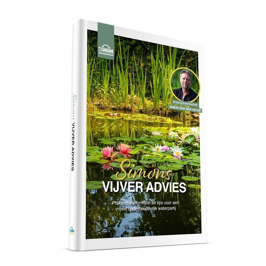 Simons Vijveradvies Boek – Nederlands – Het Vijverboek van Vijverspecialist Simon van der Velde – Praktische informatie en tips voor een onderhoudsvrije vijver aanleggen – Van der Velde Waterplanten